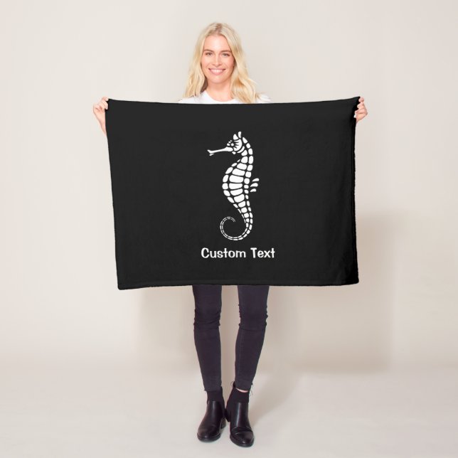 Seahorse White Fleece Blanket (In Situ)