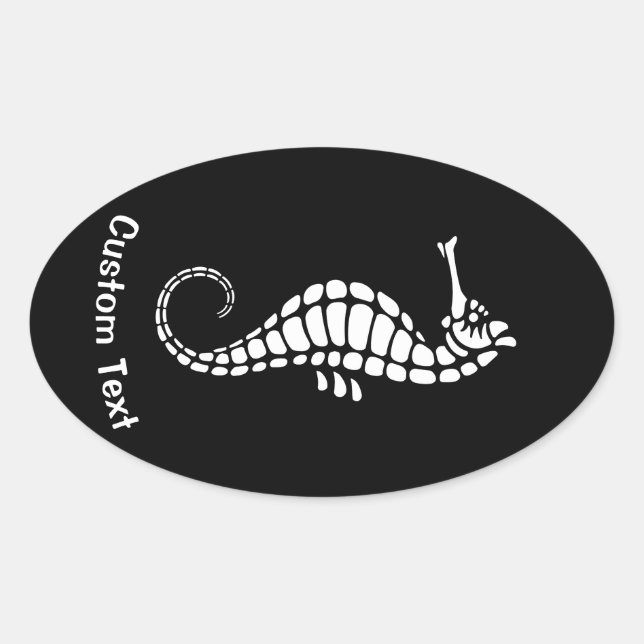 Seahorse White Oval Sticker (Front)