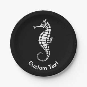 Seahorse White Paper Plate