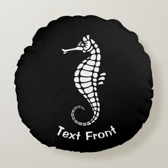 Seahorse White Round Cushion (Front)