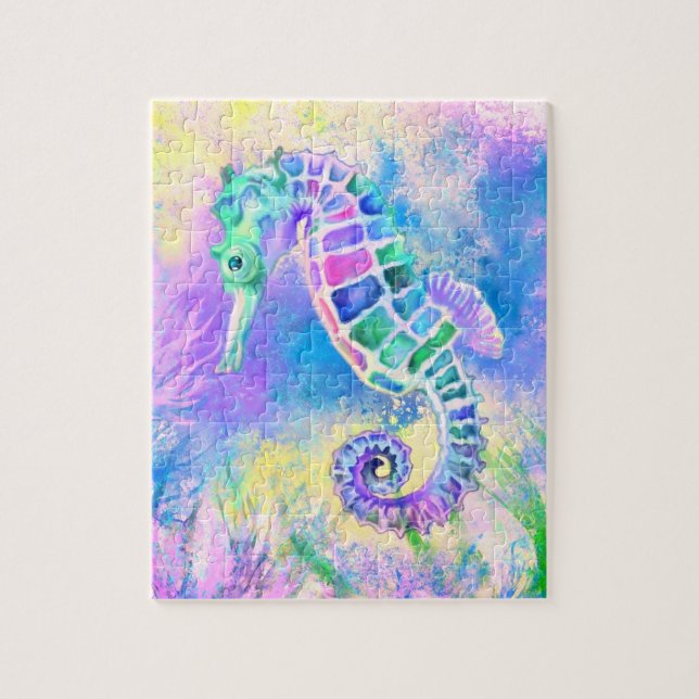 Seahorse -  Wonderful Underwater Life - Drawing Jigsaw Puzzle (Vertical)