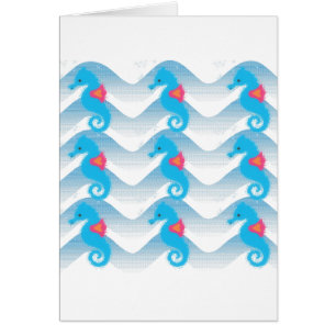 Seahorses And Blue Waves Pattern