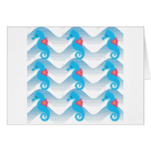 Seahorses And Blue Waves Pattern