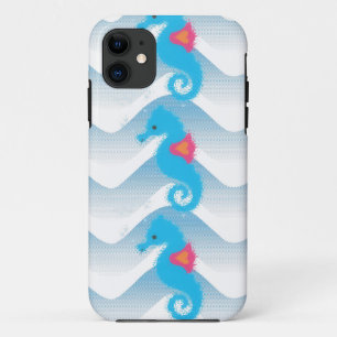 Seahorses And Blue Waves Pattern Case-Mate iPhone Case