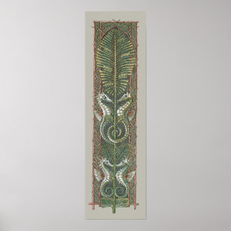 Seahorses and Seaweed, Vintage Art Nouveau Poster