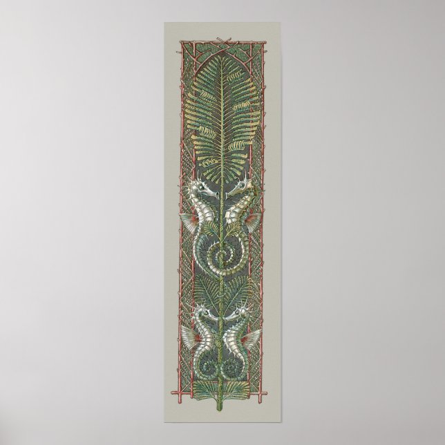Seahorses and Seaweed, Vintage Art Nouveau Poster (Front)