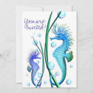 Seahorses Cartoon Invitation