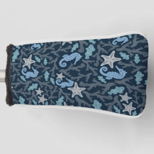 Seahorses Deep Blue Pattern Golf Head Cover