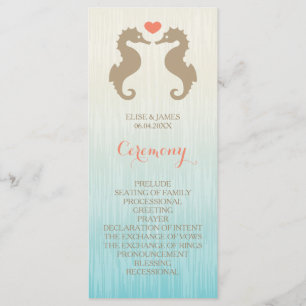 Seahorses In Love Wedding Ceremony Program Programme