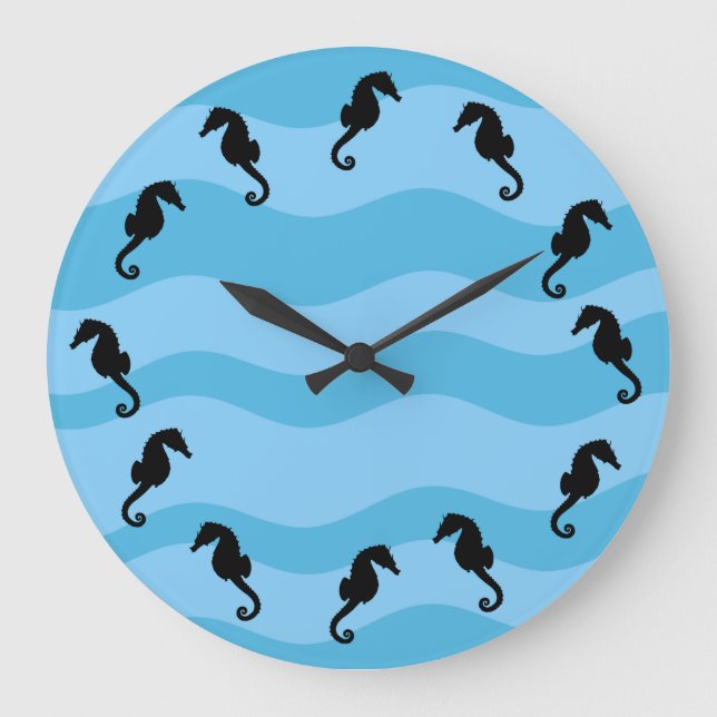 Seahorses Large Clock (Front)
