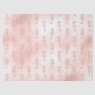 Seahorses on Pink Decoupage Tissue Paper