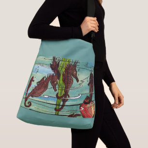 seahorses print crossbody bag