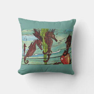 seahorses print cushion