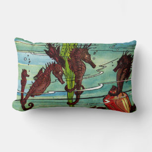 seahorses print lumbar cushion