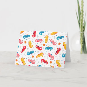 Seahorses Seamless Pattern Card