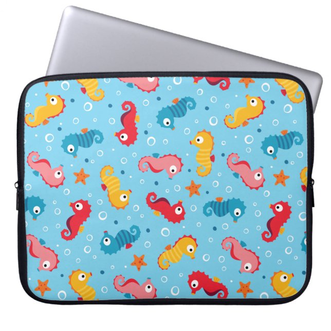 Seahorses Seamless Pattern Laptop Sleeve (Front)