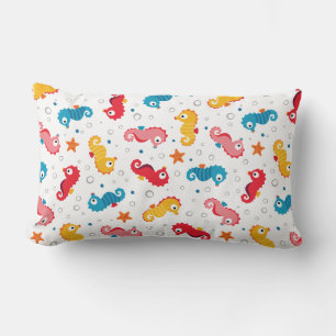 Seahorses Seamless Pattern Lumbar Cushion