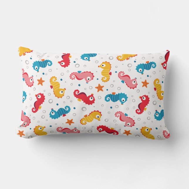 Seahorses Seamless Pattern Lumbar Cushion (Front)