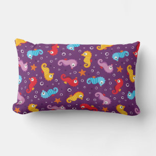 Seahorses Seamless Pattern Lumbar Cushion