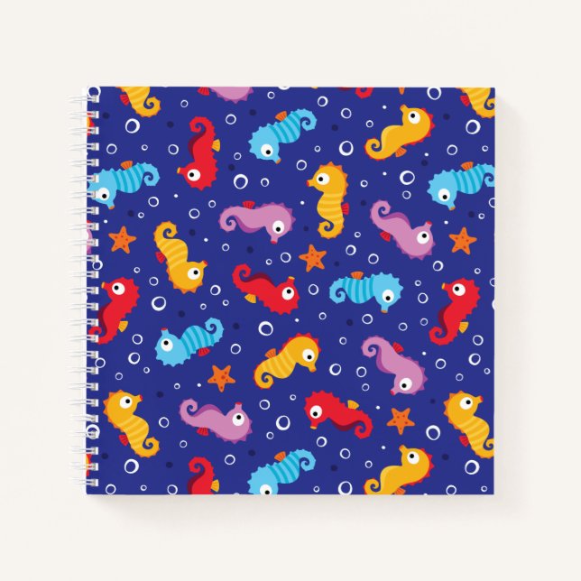 Seahorses Seamless Pattern Notebook (Front)