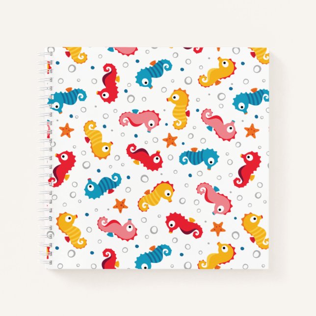 Seahorses Seamless Pattern Notebook (Front)