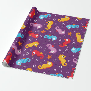 Seahorses Seamless Pattern Wrapping Paper
