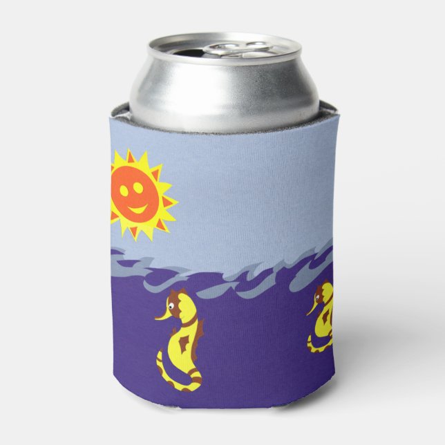 Seahorses, Sun and Ocean Can Cooler (Can Front)