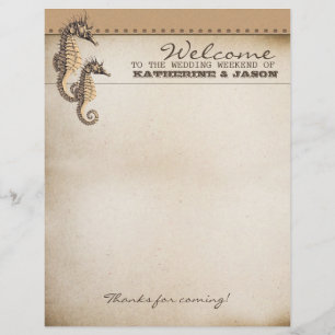 seahorses wedding welcome letterhead