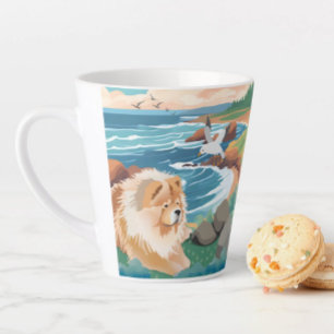 SEAKISSED chow dog ocean  Latte Mug