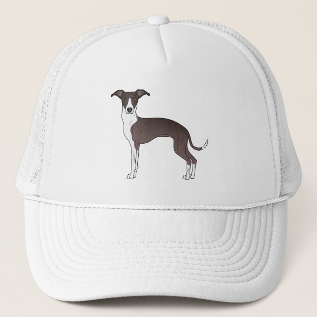 Seal And White Italian Greyhound Cute Cartoon Dog Trucker Hat (Front)