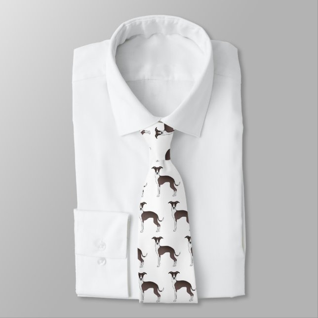 Seal And White Italian Greyhound Cute Dog Pattern Tie (Tied)