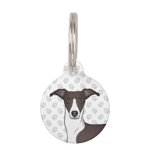 Seal And White Italian Greyhound Dog Head Pet Tag