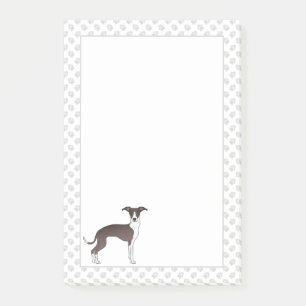 Seal And White Italian Greyhound Dog With Paws Post-it Notes