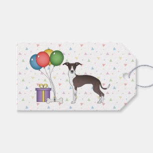 Seal And White Italian Greyhound - Happy Birthday Gift Tags