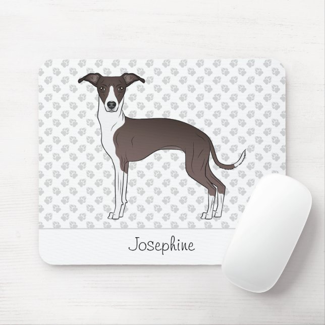 Seal And White Italian Greyhound With Custom Name Mouse Pad (With Mouse)