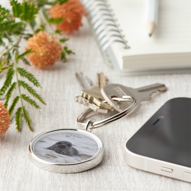 Seal - Animal Image Premium Round Keychain (Side)