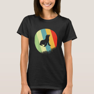 Seal Animal Round With Retro Colours T-Shirt
