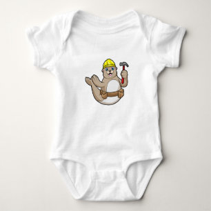 Seal as Carpenter with Hammer & Hat Baby Bodysuit