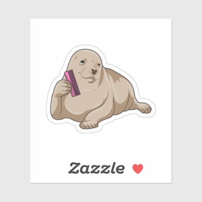 Seal as Hairdresser with Comb (Sheet)