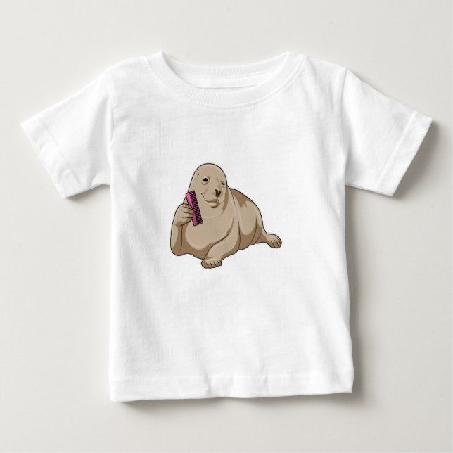 Seal as Hairdresser with Comb Baby T-Shirt (Front)