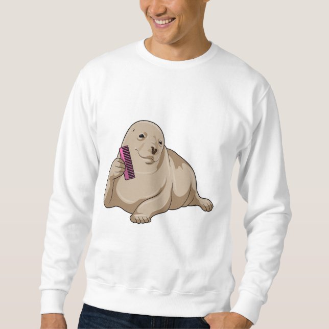 Seal as Hairdresser with Comb Sweatshirt (Front)