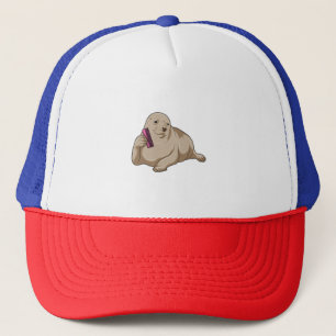 Seal as Hairdresser with Comb Trucker Hat