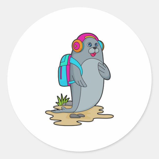 Seal as Hiker with Backpack (Front)