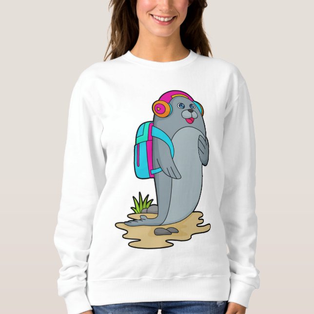 Seal as Hiker with Backpack Sweatshirt (Front)
