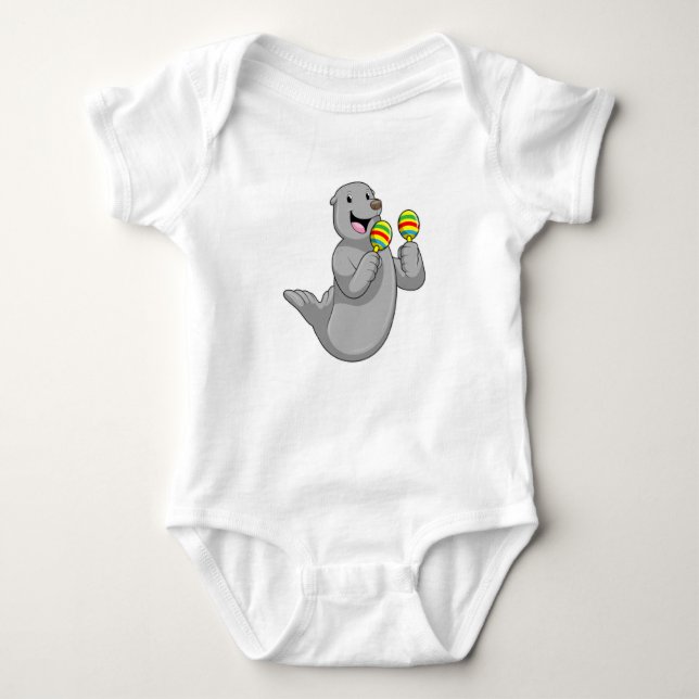 Seal as Musician with Maracas Baby Bodysuit (Front)