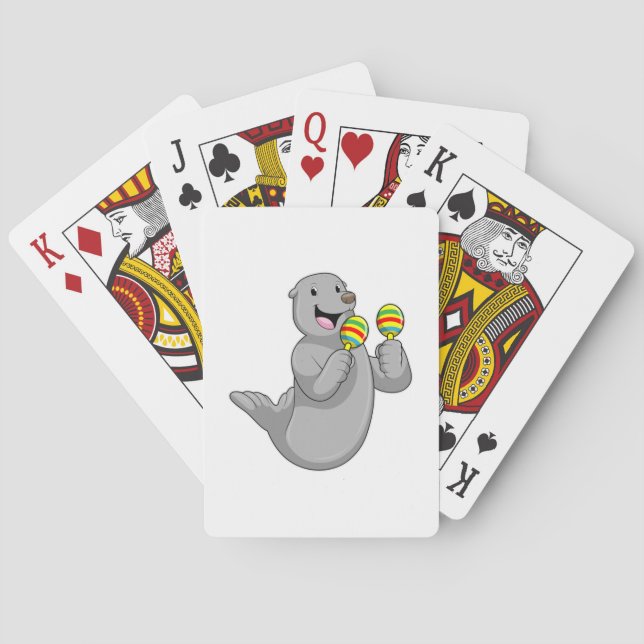 Seal as Musician with Maracas Playing Cards (Back)