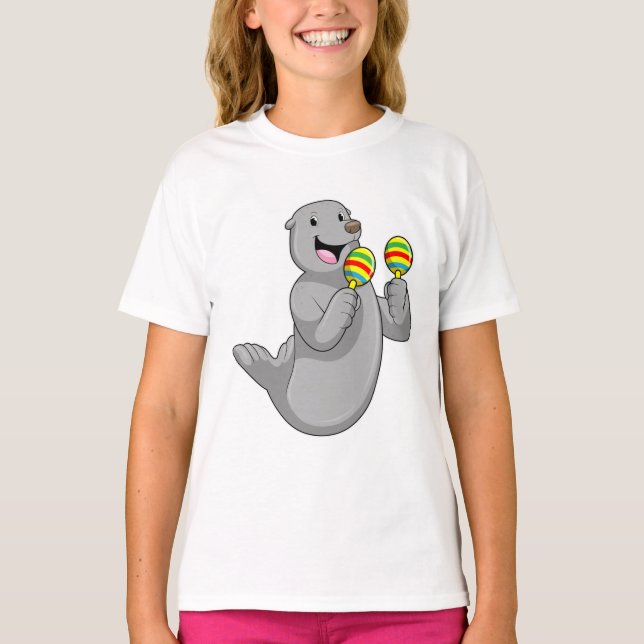 Seal as Musician with Maracas T-Shirt (Front)