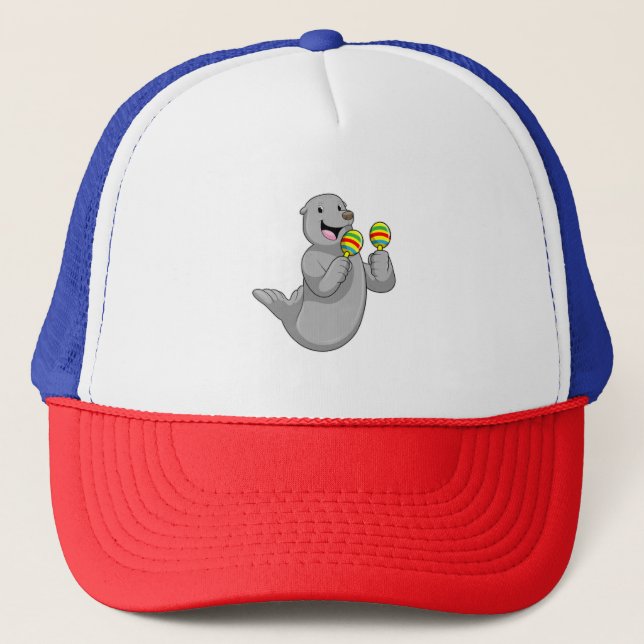 Seal as Musician with Maracas Trucker Hat (Front)