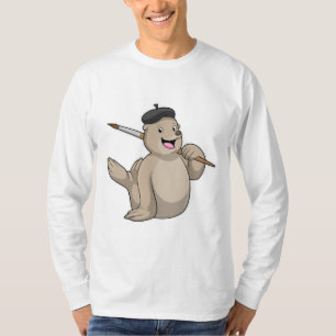 Seal as Painter with Paint brush T-Shirt