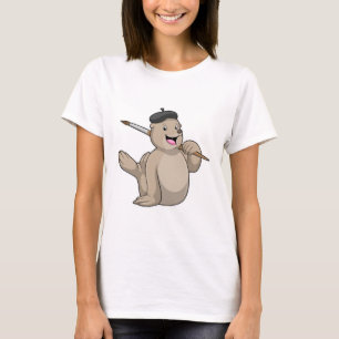 Seal as Painter with Paint brush T-Shirt